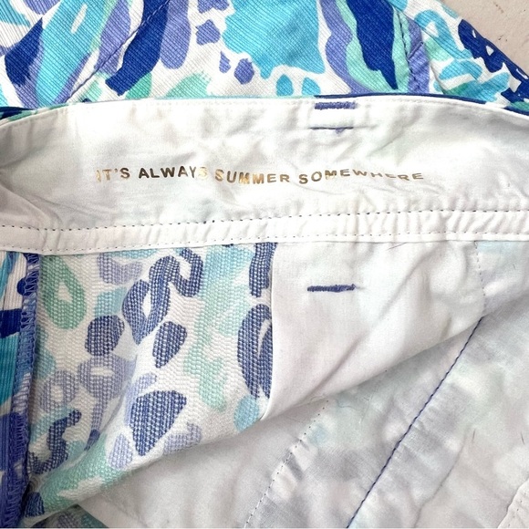 Lilly Pulitzer The Walsh Ink Print Periwinkle Sea Green Cotton Shorts - Picture 10 of 13